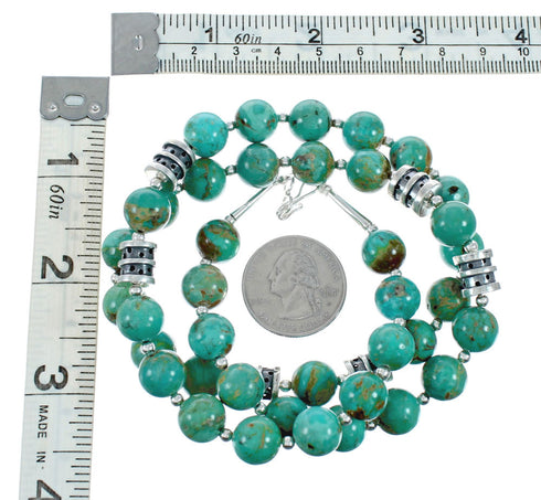 Native American Turquoise Sterling Silver Bead Necklace JX131099